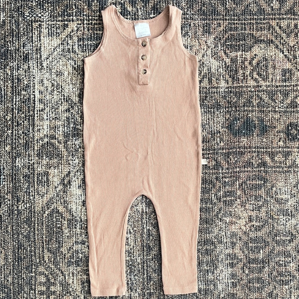 Jax + Lennon Brown Ribbed Tank Romper